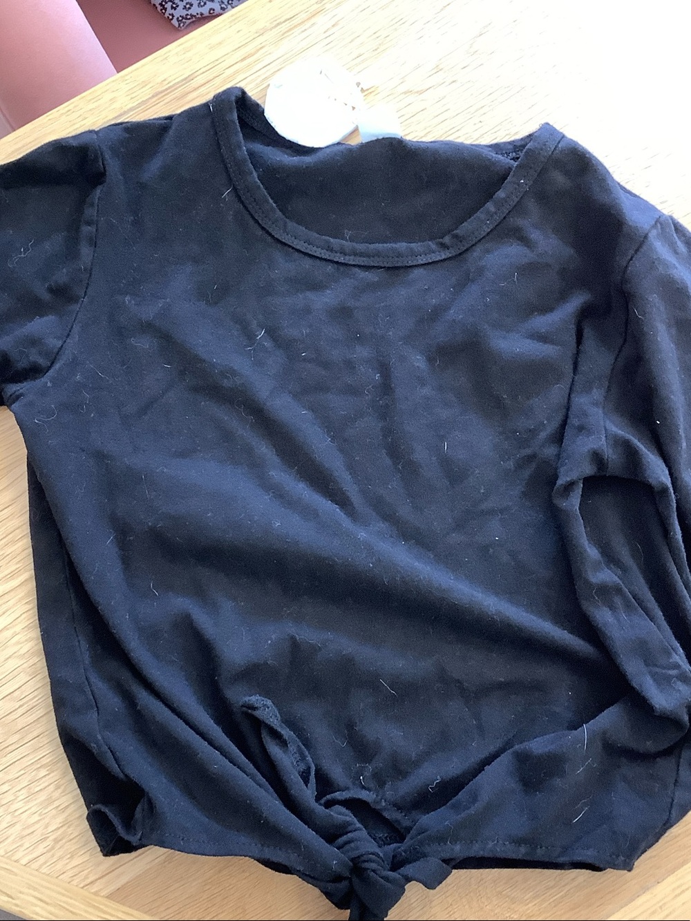 Kids Black Long-Sleeve Tie-Front Top